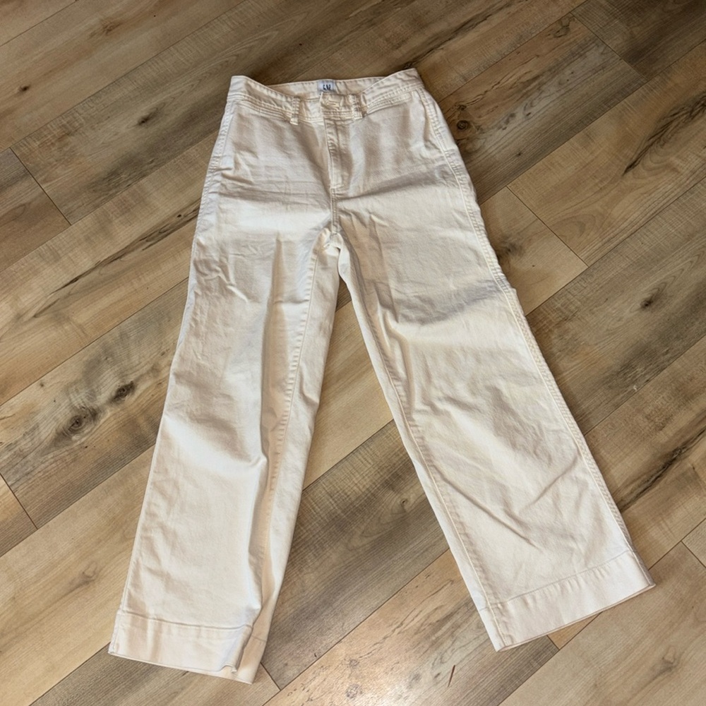 Gap Cream High Rise Wide Leg Crop Jeans Size 0